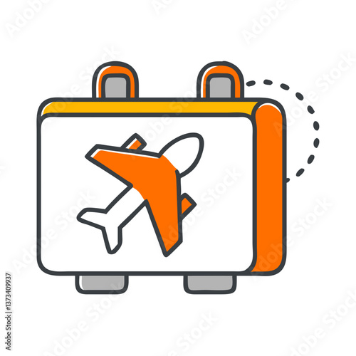 Travel suitcase with airplane icon in vibrant colors  