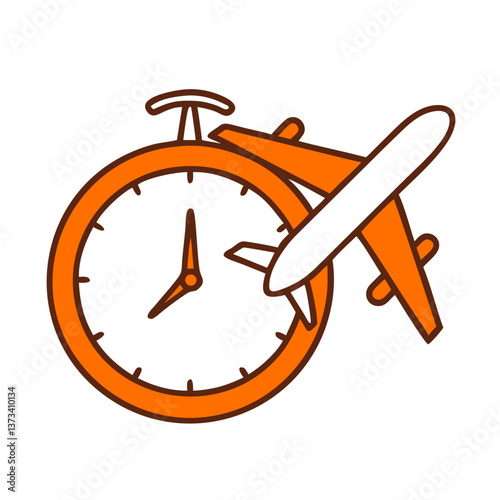 Last-Minute Travel Clock and Airplane Icon  
