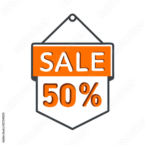 Discount Sale Tag Featuring 50% Off  
