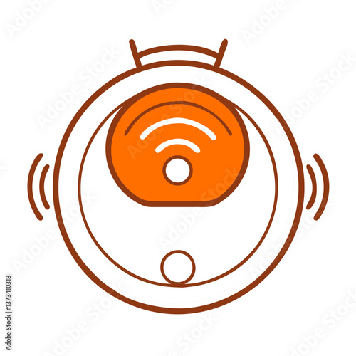 Smart Robot Vacuum Cleaner Icon with Wi-Fi Signal  