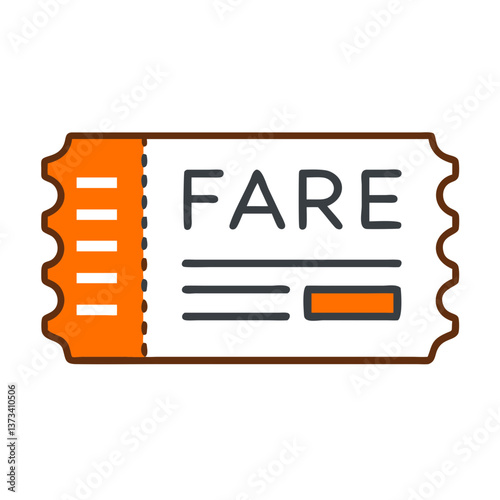 Ticket representing fare information in a simple graphic style  