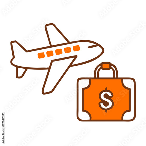 Travel Expenses: Airplane and Money Bag Icon  