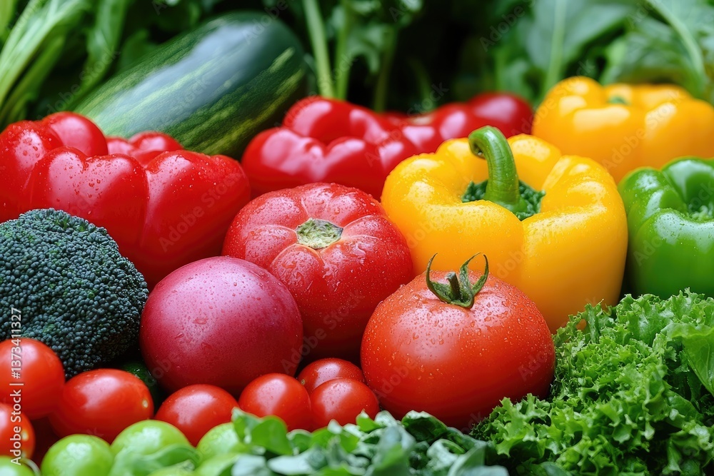 Freshly picked assorted garden vegetables are brightly displayed with rich colors and textures Freshly picked assorted garden vegetables are brightly displayed with rich colors and textures
