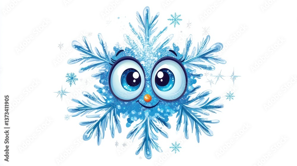 Cheerful Snowflake Character Cheerful Snowflake Character