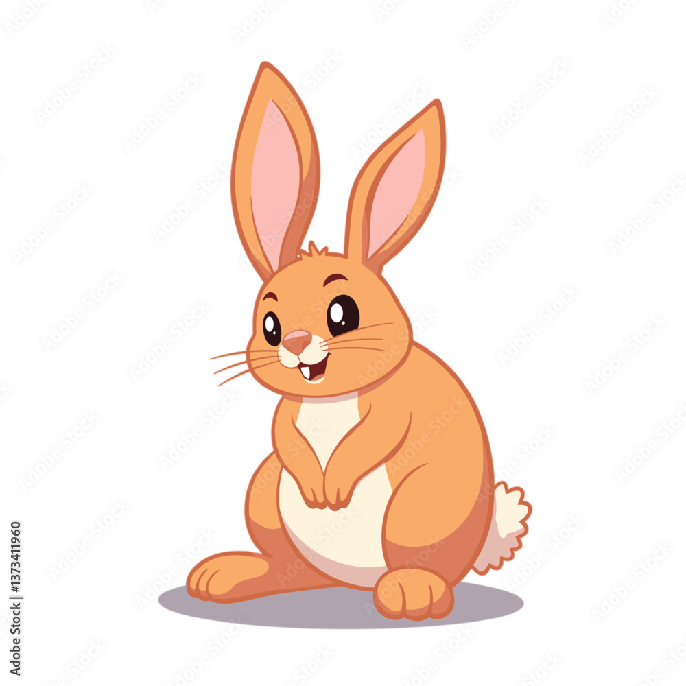 Obraz premium Cartoon bunny sitting calmly on transparent background