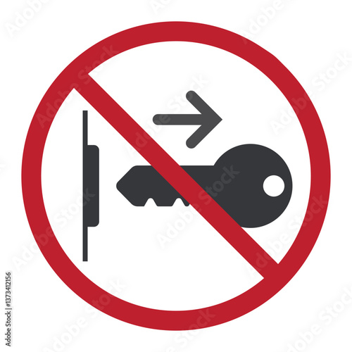 Isolated prohibition sign instructing not to remove the key to ensure safety, security, and proper operation of the equipment