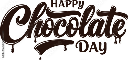 A simple Happy Chocolate Day text greeting card design with white background.