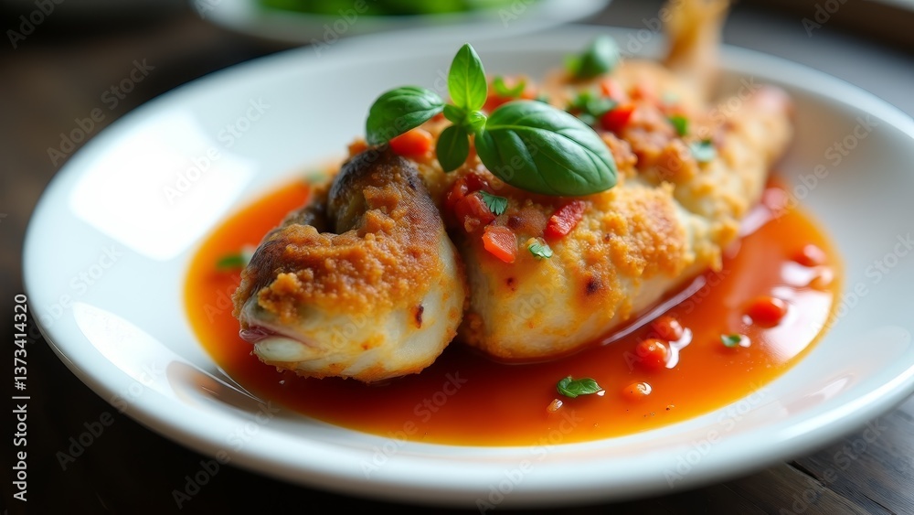Fried Pomfret Fish With Tomato Sauce Fried Pomfret Fish With Tomato Sauce