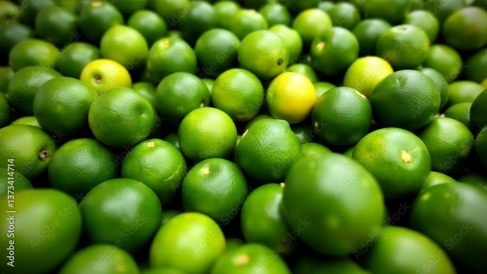 Fresh Green Limes Pile - Close-Up