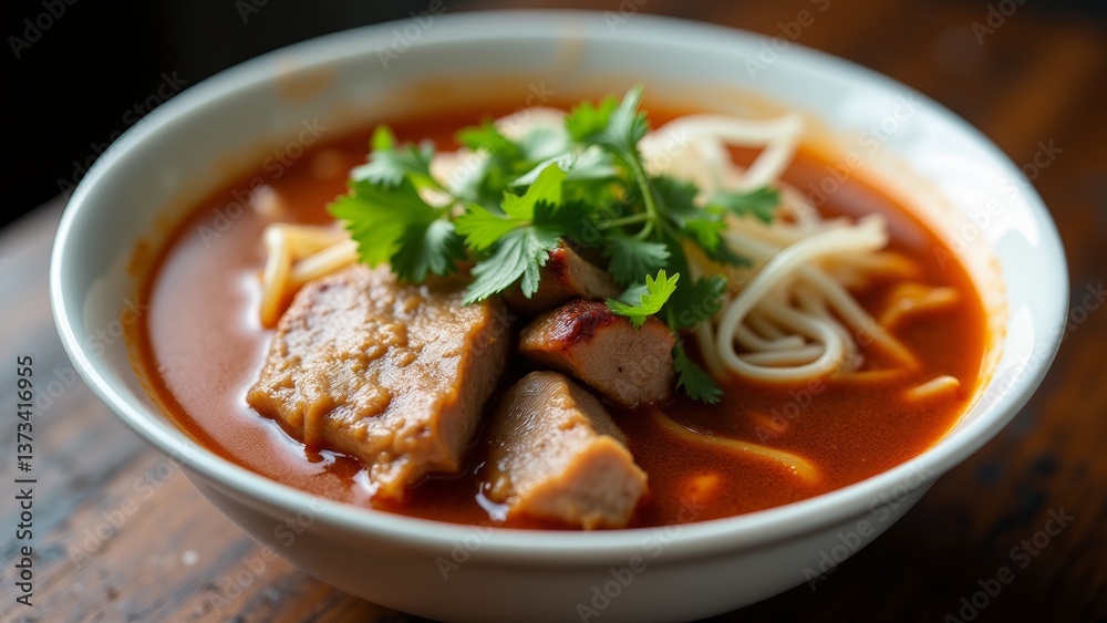 Bowl Of Noodle Soup With Tofu Bowl Of Noodle Soup With Tofu