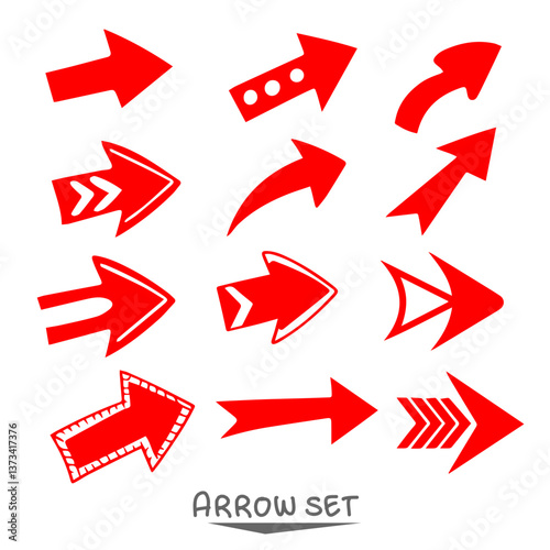 set of red  arrow icons