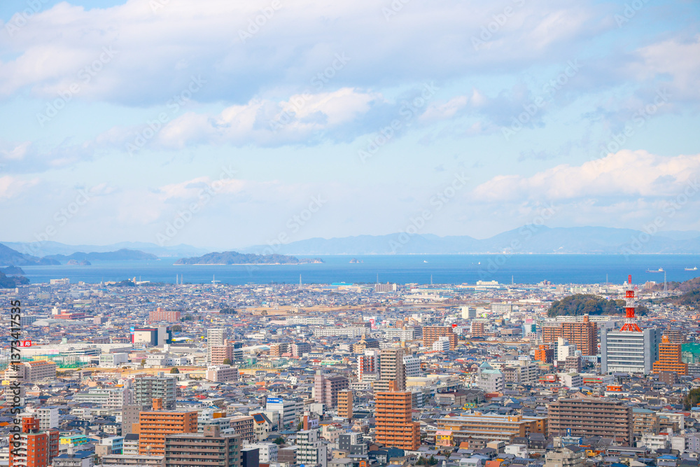 Naklejka premium Matsuyama City Coastal View