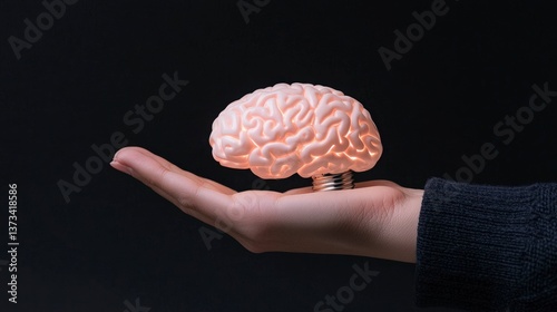 Illuminated Brain on Hand  Ideas  Innovation  Intelligence