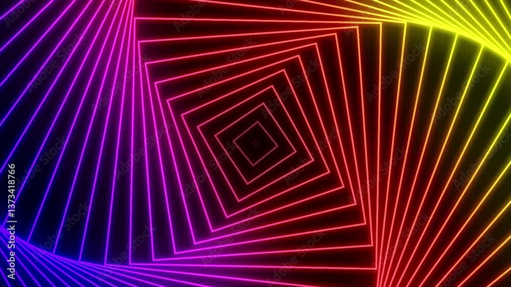 Endless glowing neon tunnel illusion – futuristic cyber light loop.