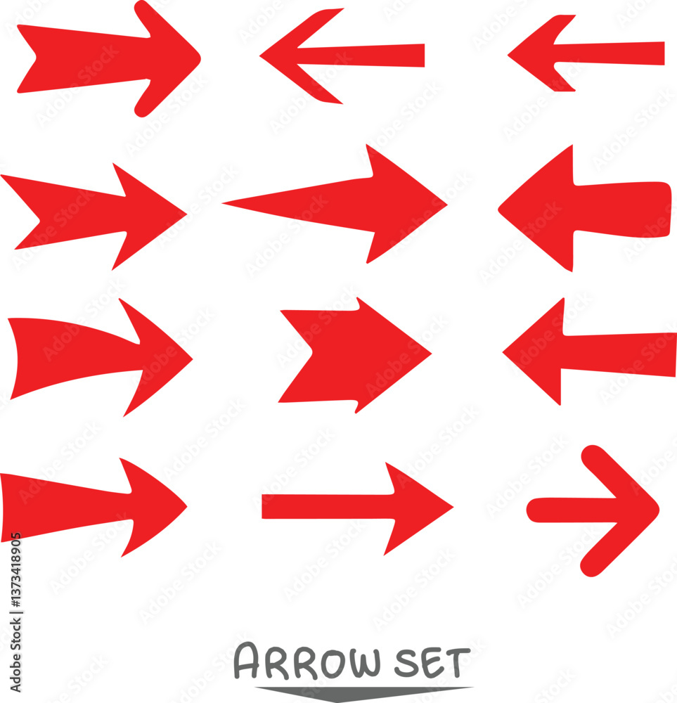 set of red arrow icons set of red arrow icons
