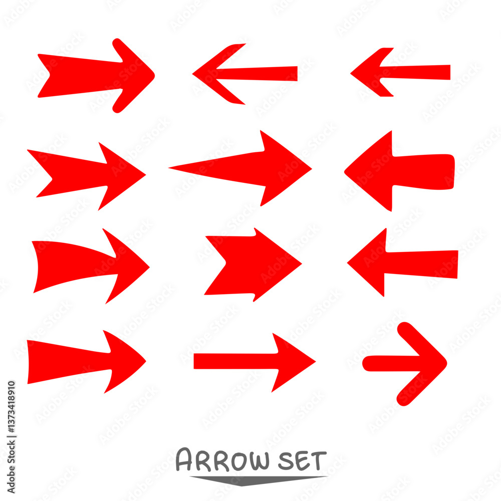 set of red arrow icons set of red arrow icons