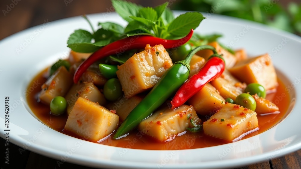 Braised Turnip With Chili Peppers, Basil Braised Turnip With Chili Peppers, Basil