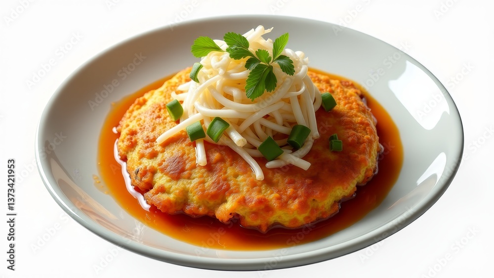 Egg Foo Young with Noodles And Sauce Egg Foo Young with Noodles And Sauce