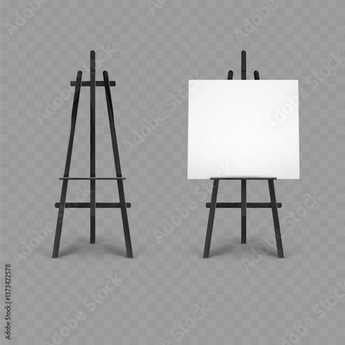 Easel Set with Blank Canvases Vector