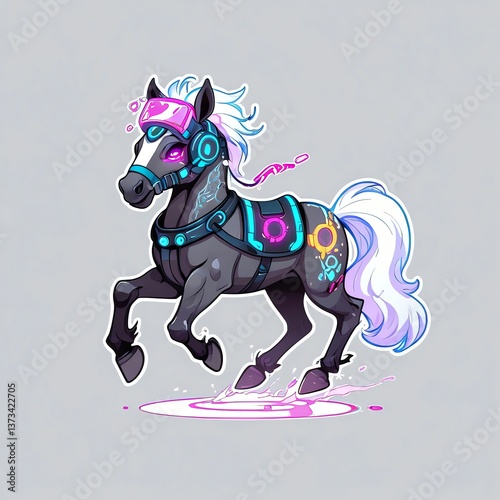 Futuristic Cyber Horse: Neon Dreams