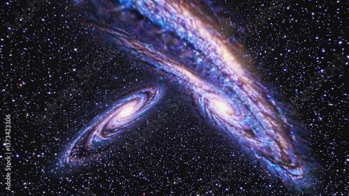 Spiral galaxies collide and merge in cosmic dance of stars and dust