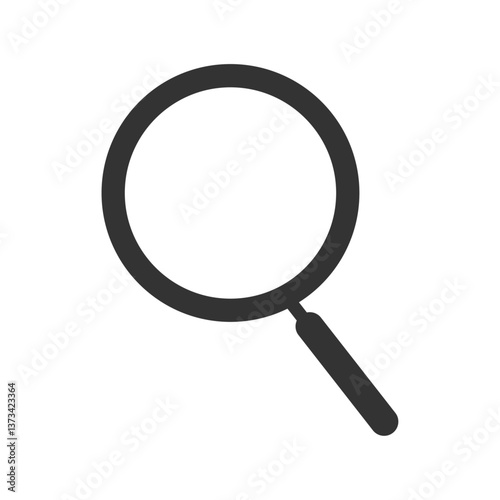 シンプルな虫眼鏡のモノクロ線画イラストアイコン