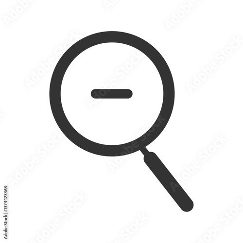 シンプルな縮小虫眼鏡のモノクロ線画イラストアイコン
