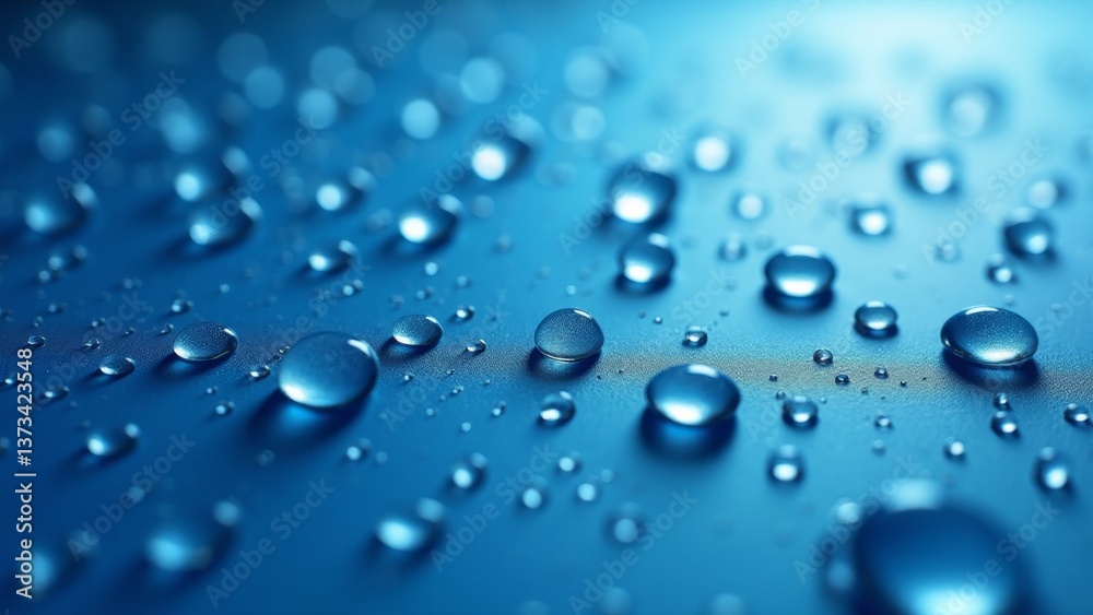 Water Droplets On Blue Surface Water Droplets On Blue Surface