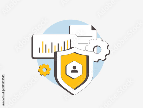 Data protection and privacy legislation statistics. Security laws, compliance trends, GDPR enforcement and global regulations. Cybersecurity policies and risk management vector illustration and icons