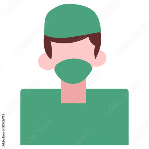 Illustration of Surgeon in Scrubs and Mask
