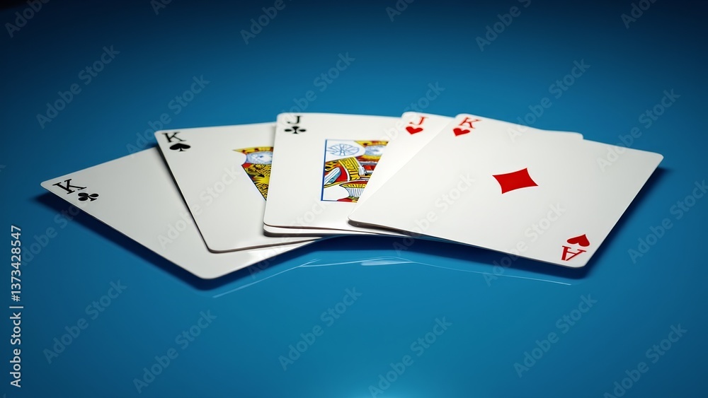 Obraz premium Playing Cards On A Blue Table