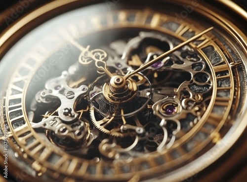 Wallpaper Mural Close-up of Intricate Gold Watch Mechanism Showing Gears and Hands Moving Torontodigital.ca