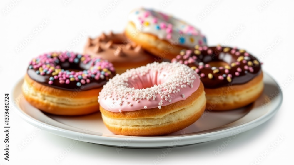 Assorted Donuts On A White Plate Assorted Donuts On A White Plate