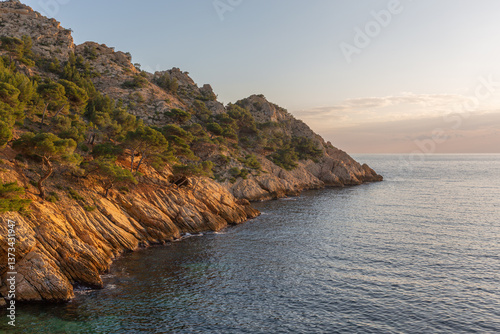 Sunset along the coast of the Mediterranean Sea 