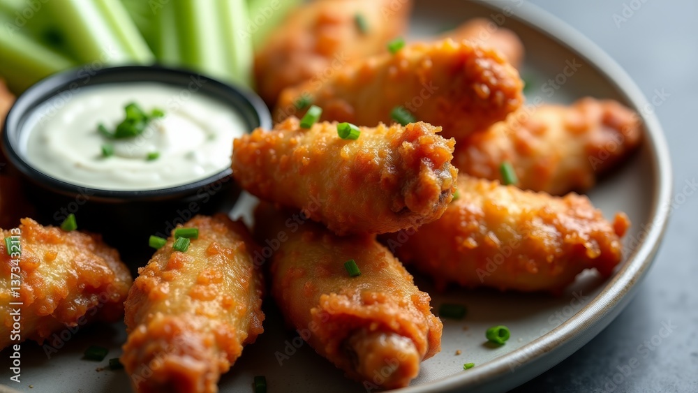 Fried Chicken Wings With Blue Cheese Dip