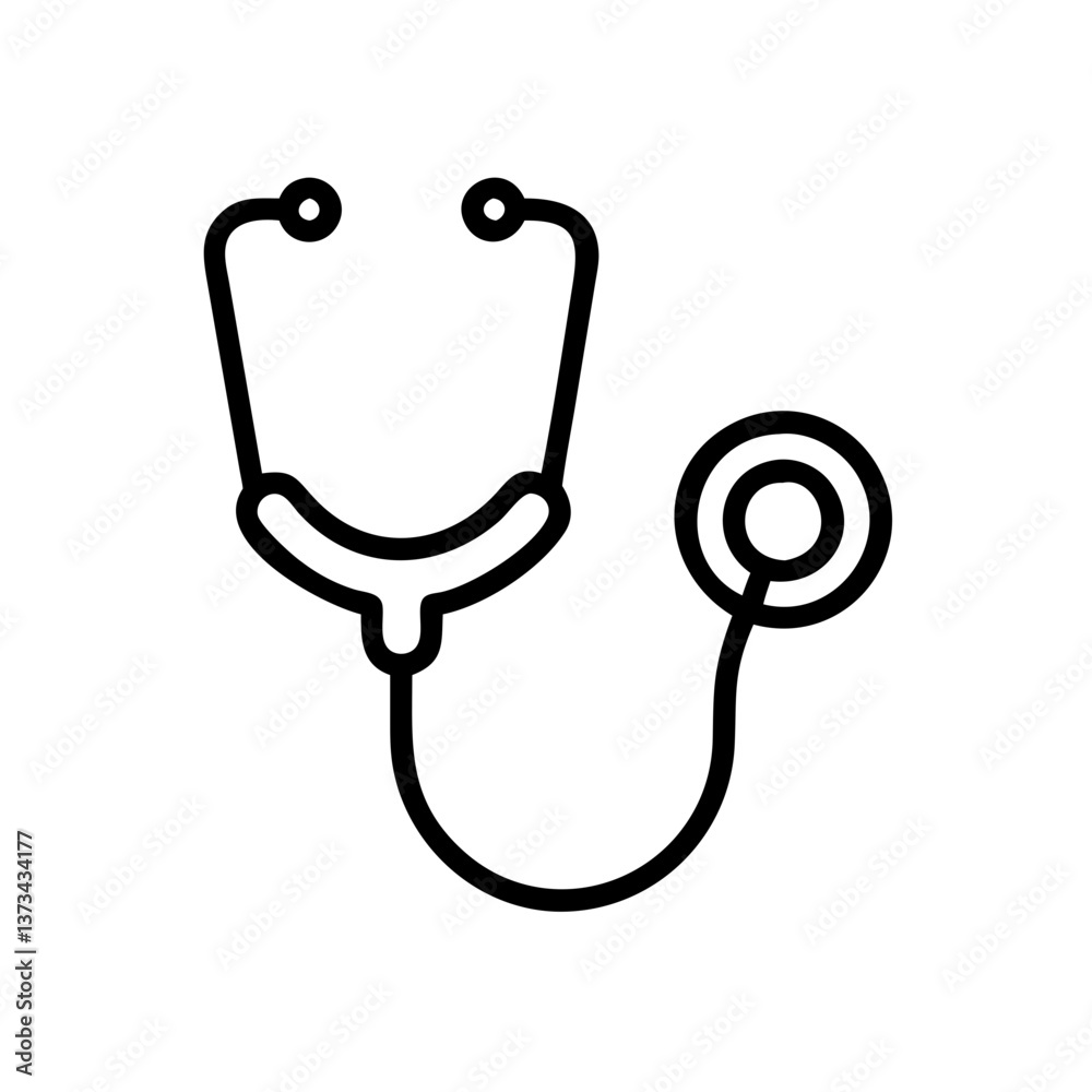 Stethoscope icon outline for medical and healthcare use  