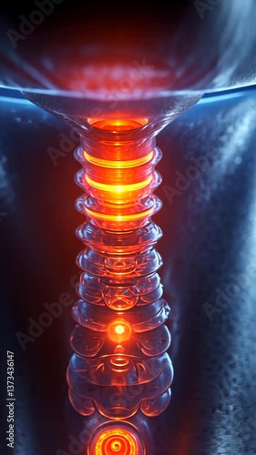 3D illustration of inflamed neck vertebrae, medical anatomical graphic