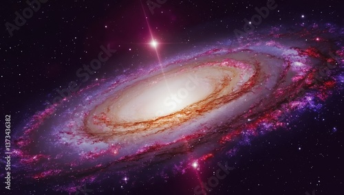 Majestic Spiral Galaxy: Luminous Core and Vibrant Arms Against Deep Space - made with Generative AI