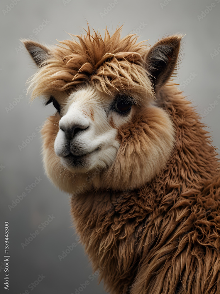 Obraz premium alpaca portrait , close up of a white alpaca