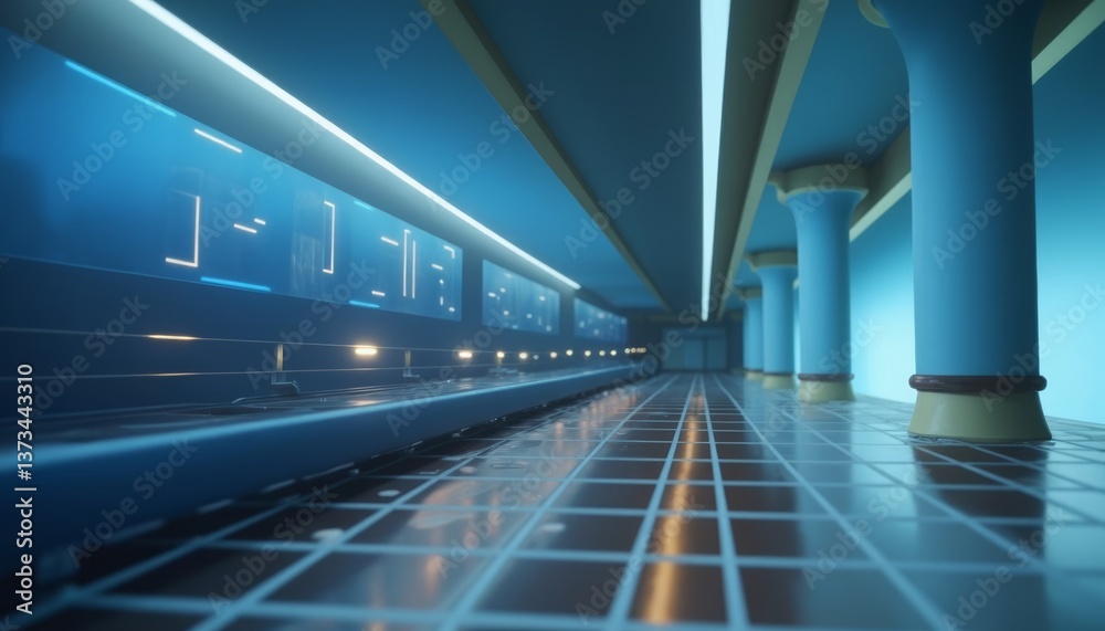 Naklejka premium A futuristic subway platform