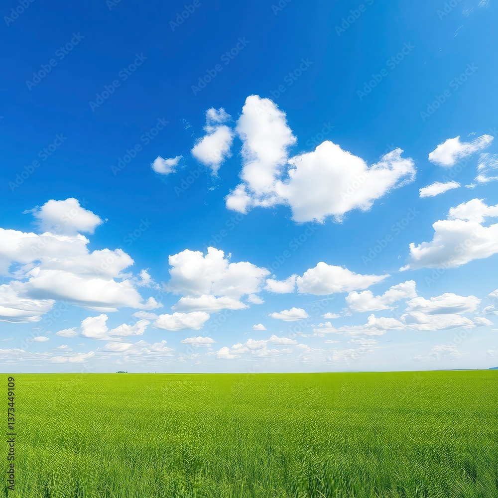 Obraz premium green field and blue sky