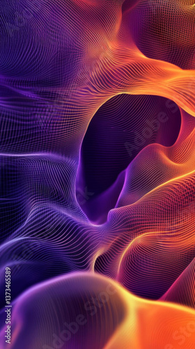 Colorful abstract waves in purple and orange create mesmerizing visual experience