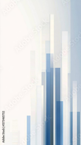 Modern abstract design with blue and white vertical shapes creating serene atmosphere