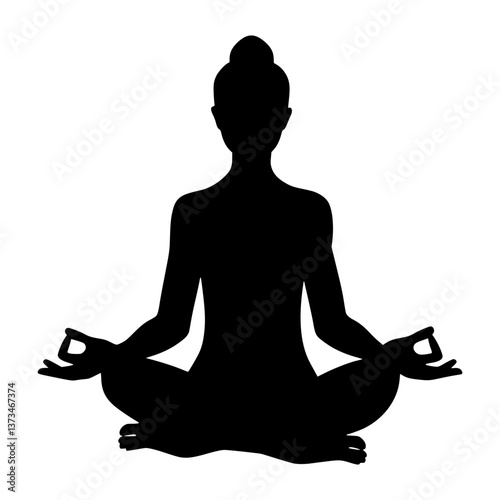 Meditating Woman Silhouette - Zen Icon