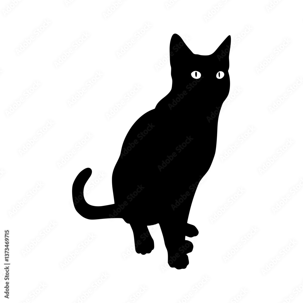 Obraz premium Black Cat Silhouette Vector Illustration