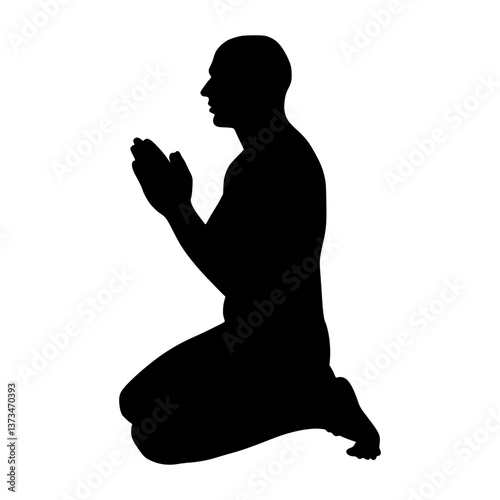 Silhouette Kneeling Man Prayer