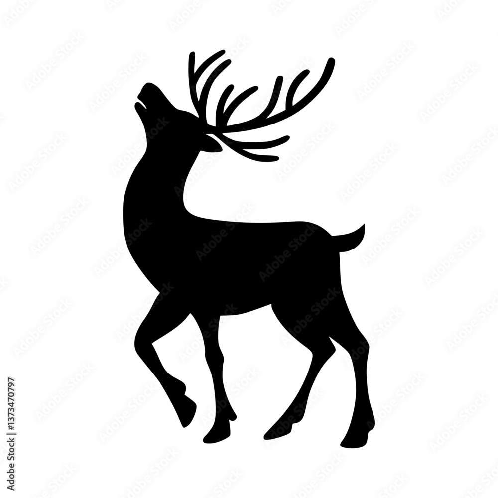 Fototapeta premium Silhouette Deer Head Christmas Icon