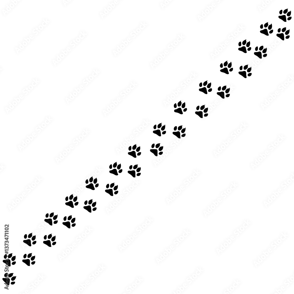 Dog Paw Prints Trail Vector Graphic Dog Paw Prints Trail Vector Graphic