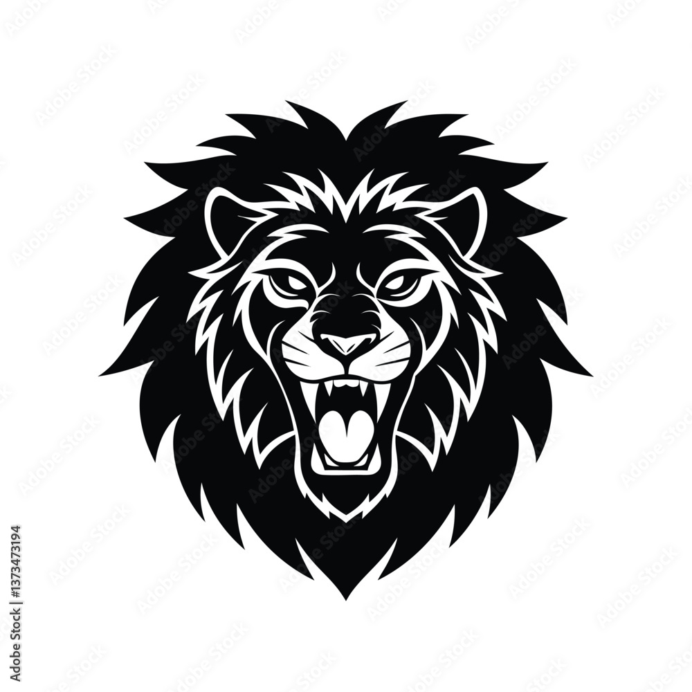 head of angry  lion illustration