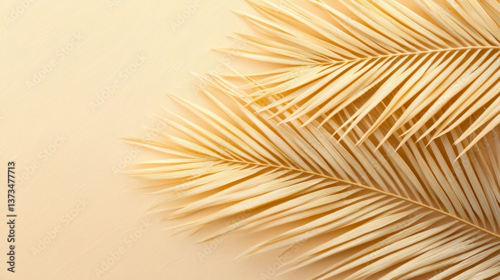Fototapeta premium Dried Palm Leaves Beige Background Tropical Summer Texture Natural Wallpaper
